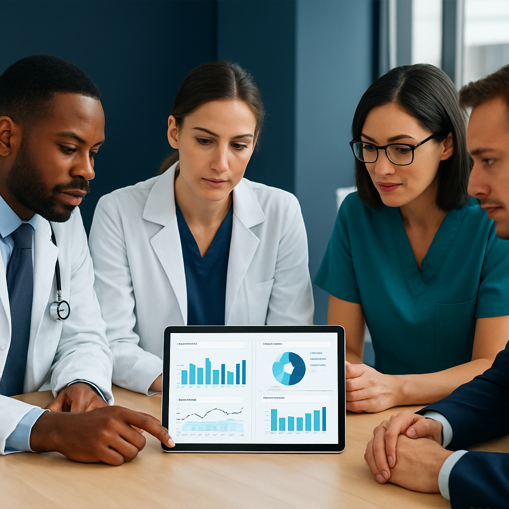 Galaxy Revenue Solution team reviewing revenue cycle analytics